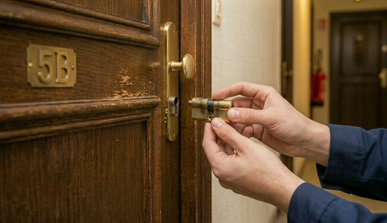 Changement de cylindre sur porte d'appartement