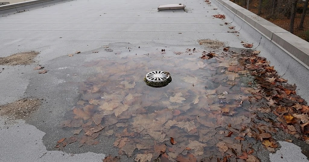 Évacuation d'eau stagnante sur un toit plat - Essonne